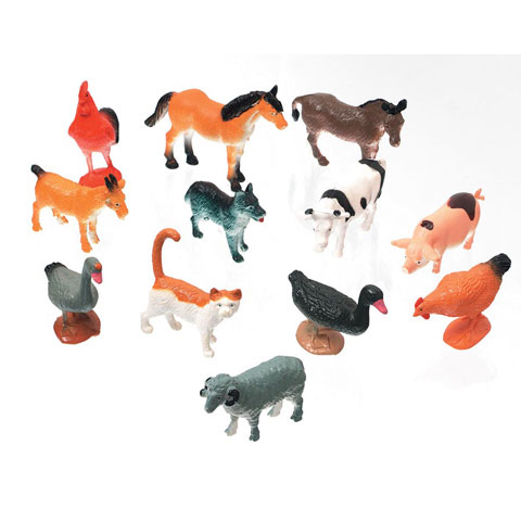 Plastic Farm Animals - 2 inches - 12 pieces 