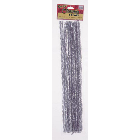 Tinsel Stems - 6mm - Silver - 25 pieces