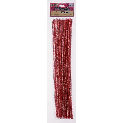 Tinsel Stems - 6mm - Red - 25 pieces