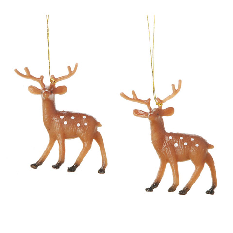 Miniature - Plastic Painted Reindeer - 1.75 inches - 4 pieces