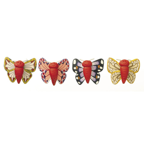 Fimo Clay Animals - Butterflies - Assorted Color - 1 inch - 4 pieces
