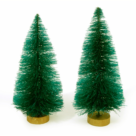 Sisal Bottle Brush Trees - Green Christmas - 4 inches - 2 pieces 