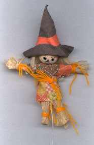Scarecrow - 5-1/2 inch - Raffia - on wire pick - 1 piece