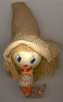 Scarecrow head - 6 inch - burlap hat - on a wire pick - 1 piece