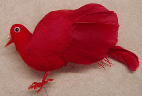 Dove - 4 inch - Red Flocked - with Pearls