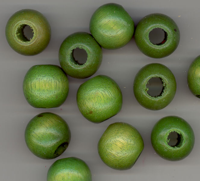 Wood Bead - Moss - Round - 20mm with 7mm Hole - 12 pieces