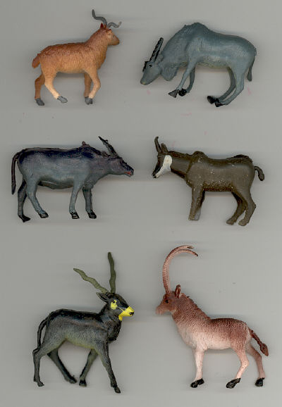 African Animals - 1 inch to 2-3/4 inch tall - 6 pieces