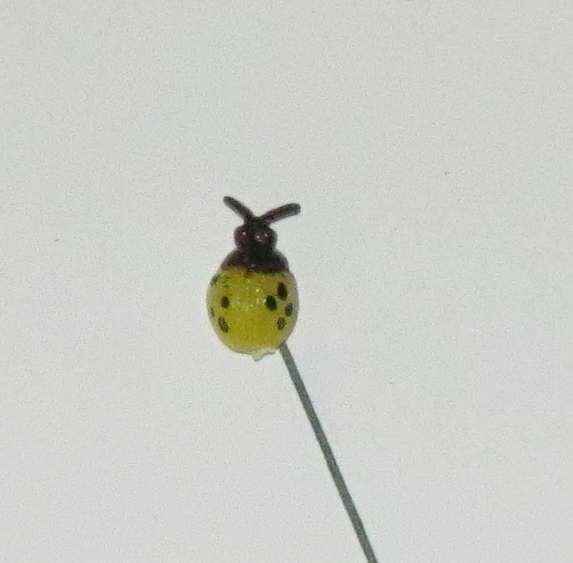 Yellow 1/2 inch Lady Bug - Plastic - on 2-3/4 inch wire stem - 72 pieces