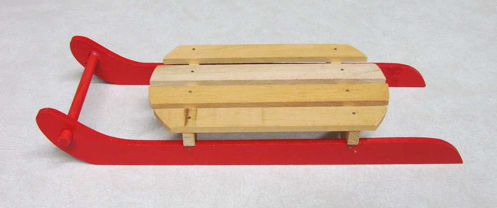 Red/Natural Wood Sled - 12x1.5x4 inch - 2 per pkg