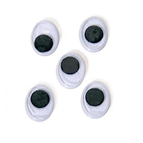Paste On Eyes - Movable - Black - Oval - 10mm - 144 pieces