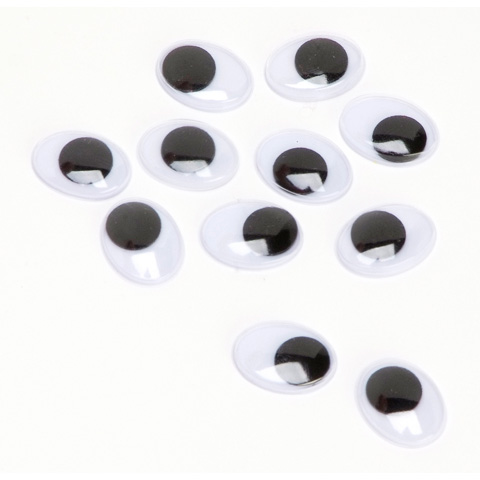 Paste On Eyes - Movable - Black - Oval - 15mm - 144 pieces